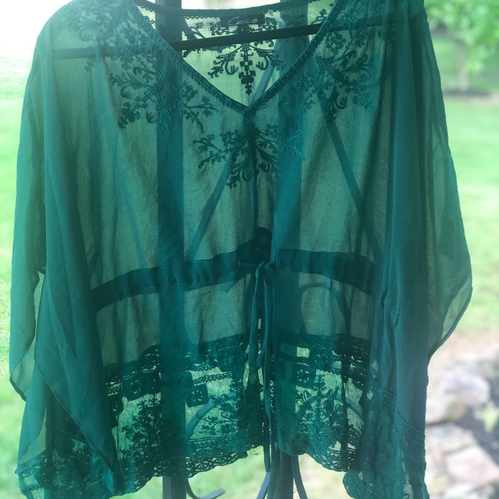 Cecilia Sheer poncho blouse